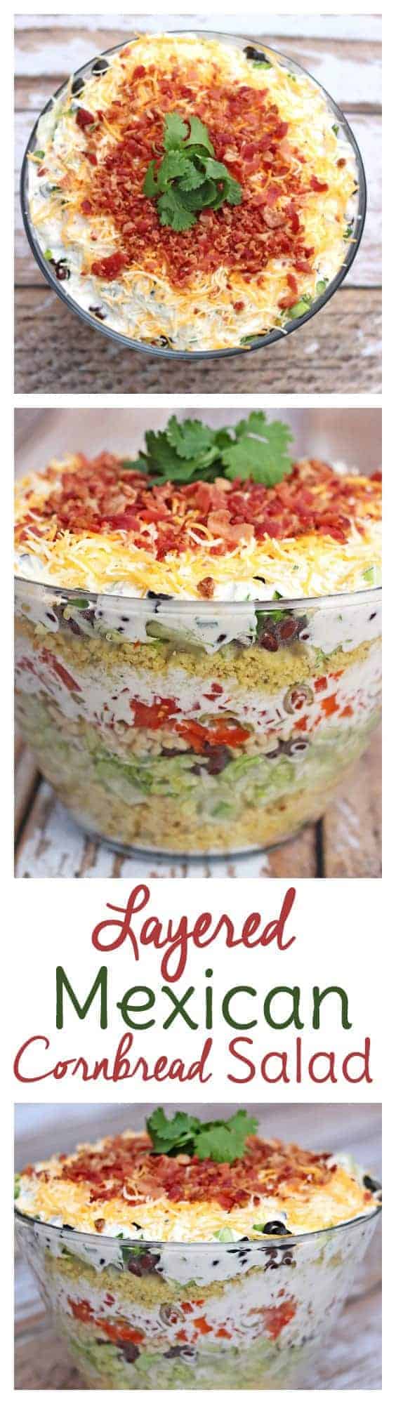 This Layered Mexican Cornbread Casserole Recipe is HUGE hit at potlucks. There are never leftovers!