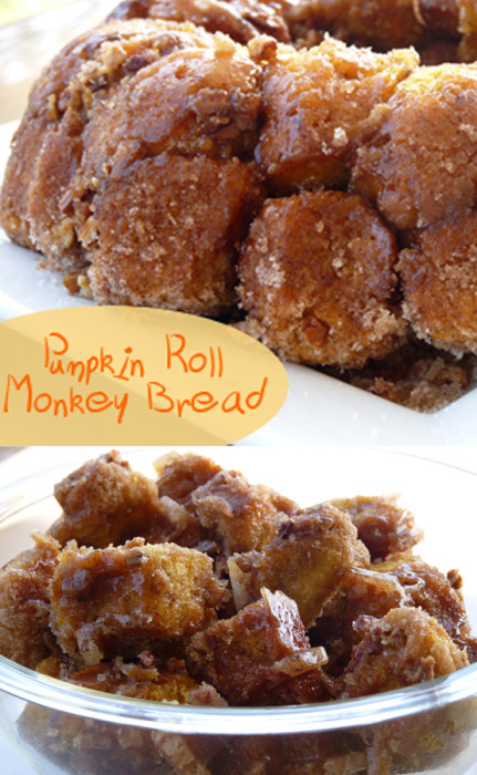If you love pumpkin recipes and monkey bread, then Pumpkin Roll Monkey Bread will knock your socks off! Two <a href=