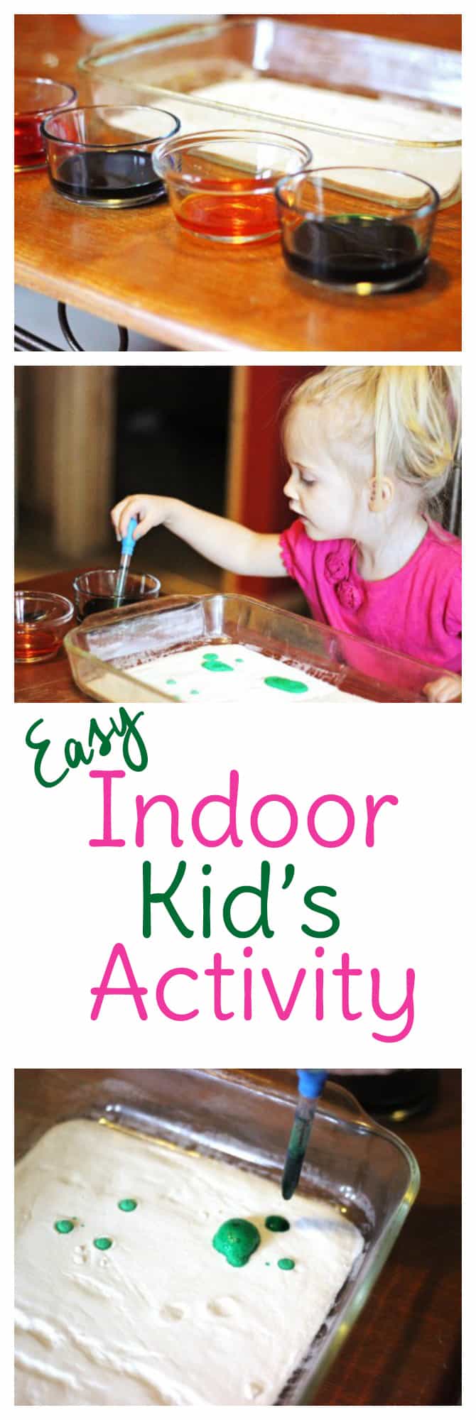 Indoor kid's activities can be a life saver on rainy days. Try this cheap and easy activity that's suitable for toddlers to preschoolers and older!