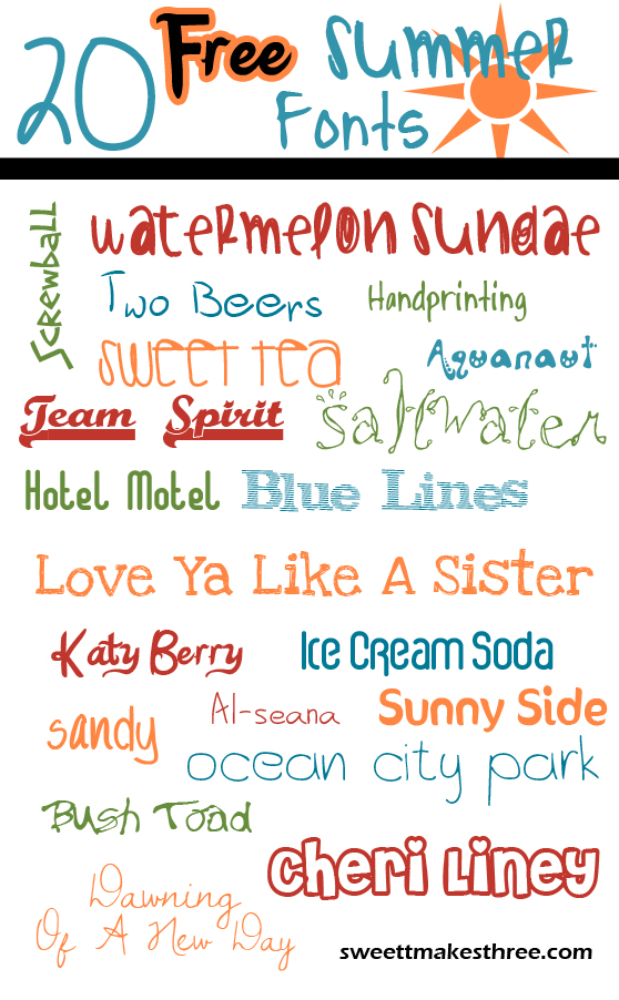 20 Free  Summer Fonts  Sweet T Makes Three