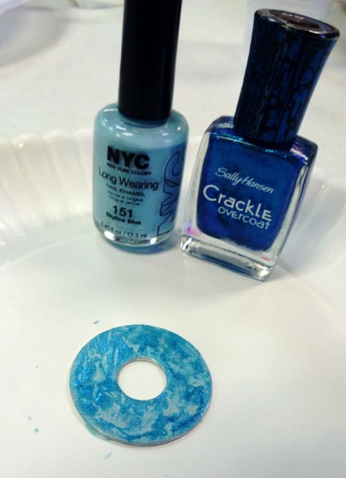 crackle nail polish DIY washer necklace craft