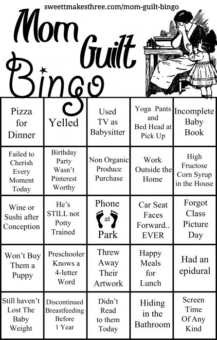 Mom Guilt Bingo