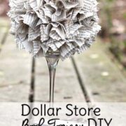 This DIY Dollar Tree decor piece is made entirely from items found at Dollar Tree. If you want to be even more thrifty, you can make this craft with an old book instead of buying one new for your dollar store decor project. These Dollar Tree DIY centerpieces are perfect for tables, your bookcase, or to give as gifts