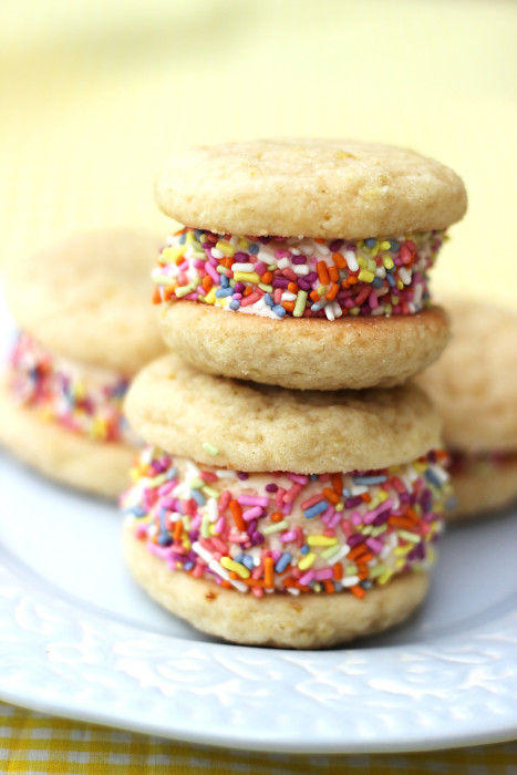 Looking for easy desserts for spring? These Lemon Cookie Ice Cream Sandwiches fit the bill. This easy cookie recipe tastes amazing all on its own but sandwich some ice cream in between them to really make your taste buds sing!