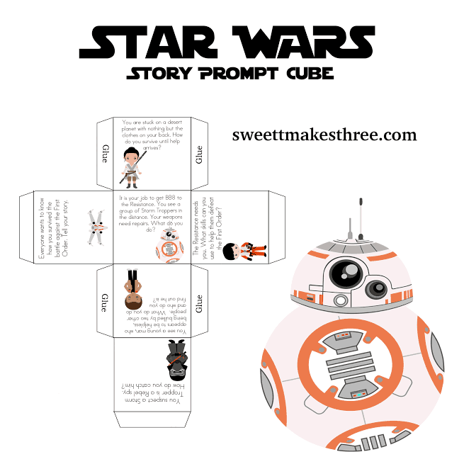 Free Star Wars Printable Story Prompt Cube! Fun activity for kids.
