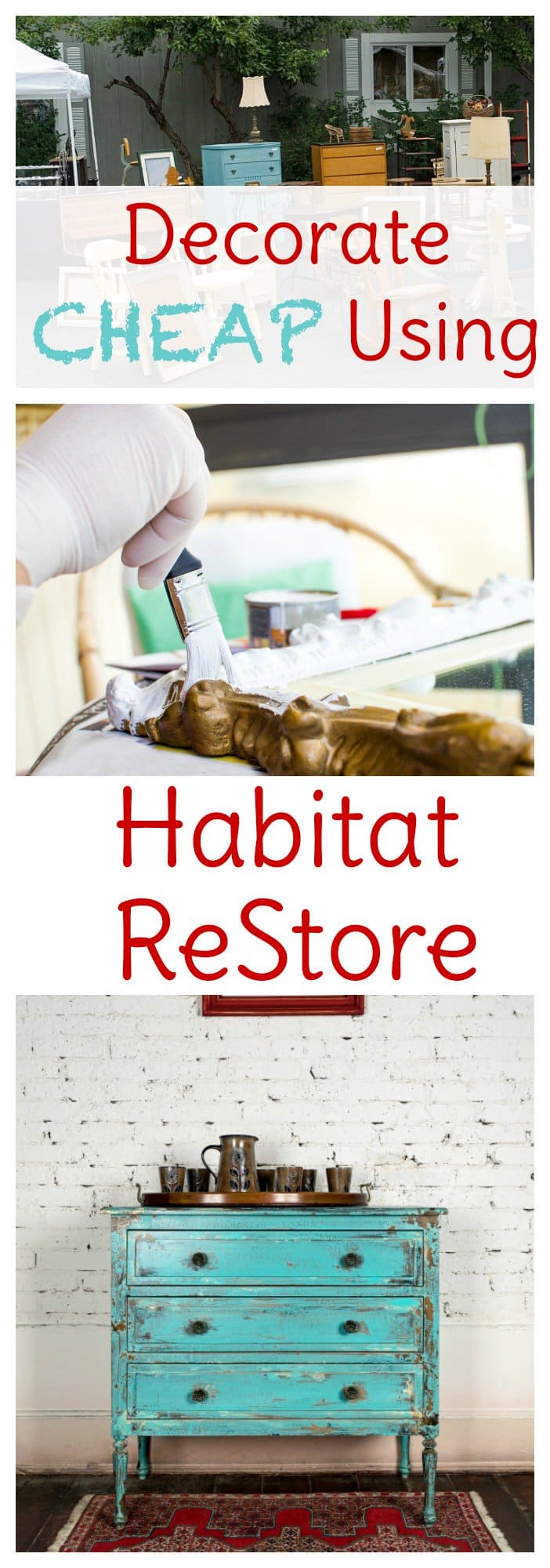 If you're revamping your home decor on a budget, be sure to check out your local Habitat for Humanity ReStore. Great finds for cheap! Use these tips and tricks to find what you need for your budget.