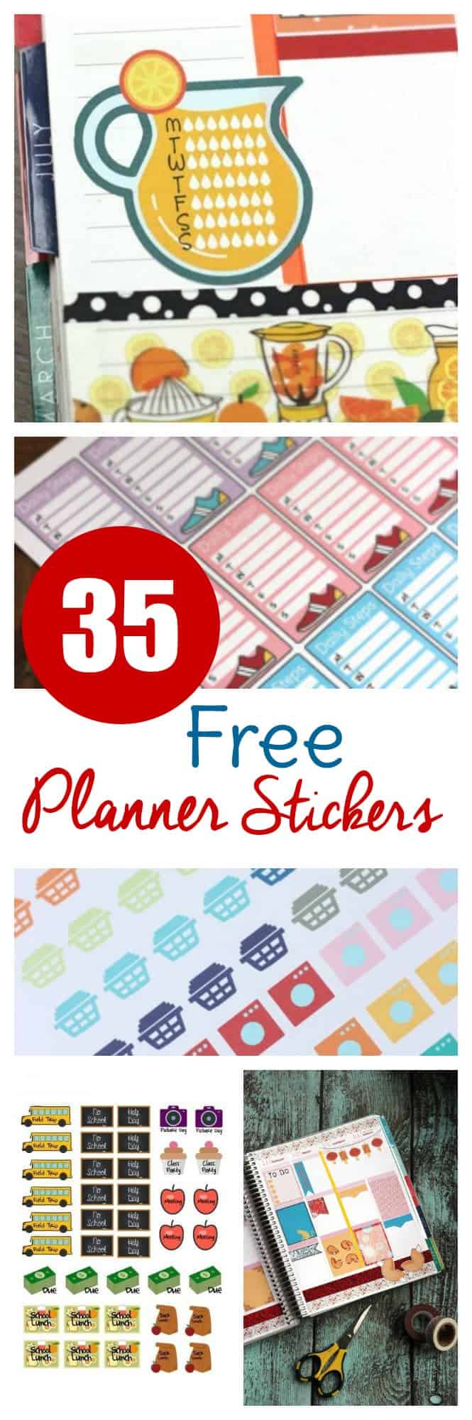 Check out these 35 different set of free planner stickers to print! Perfect to print and cut or use with machine for your ECLP, Happy Planner, and more!