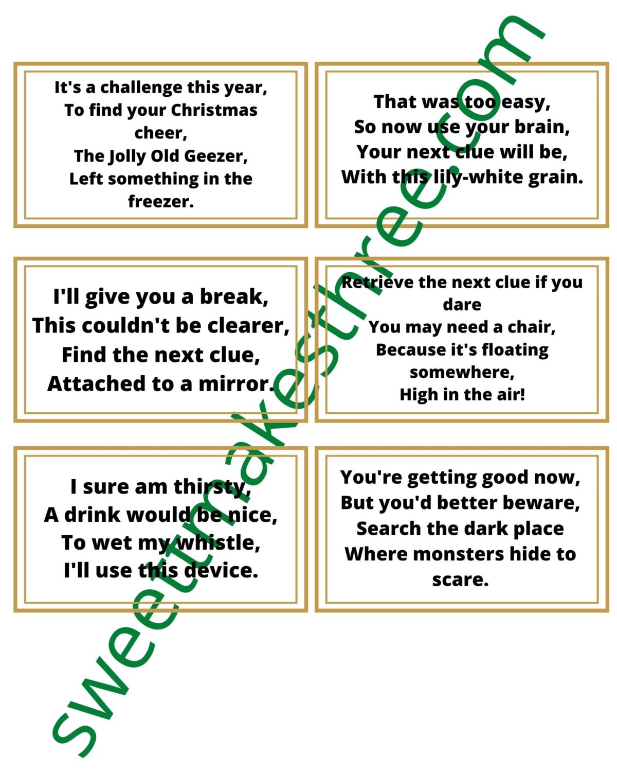 free printable christmas scavenger hunt clues for adults