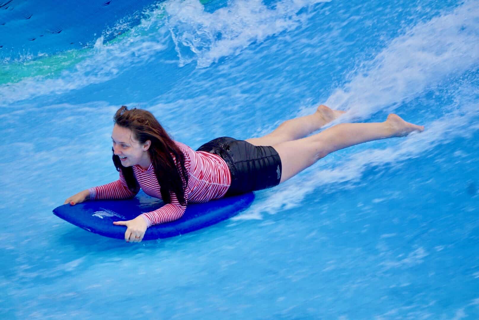 riding a surf simulator at schlitterbahn