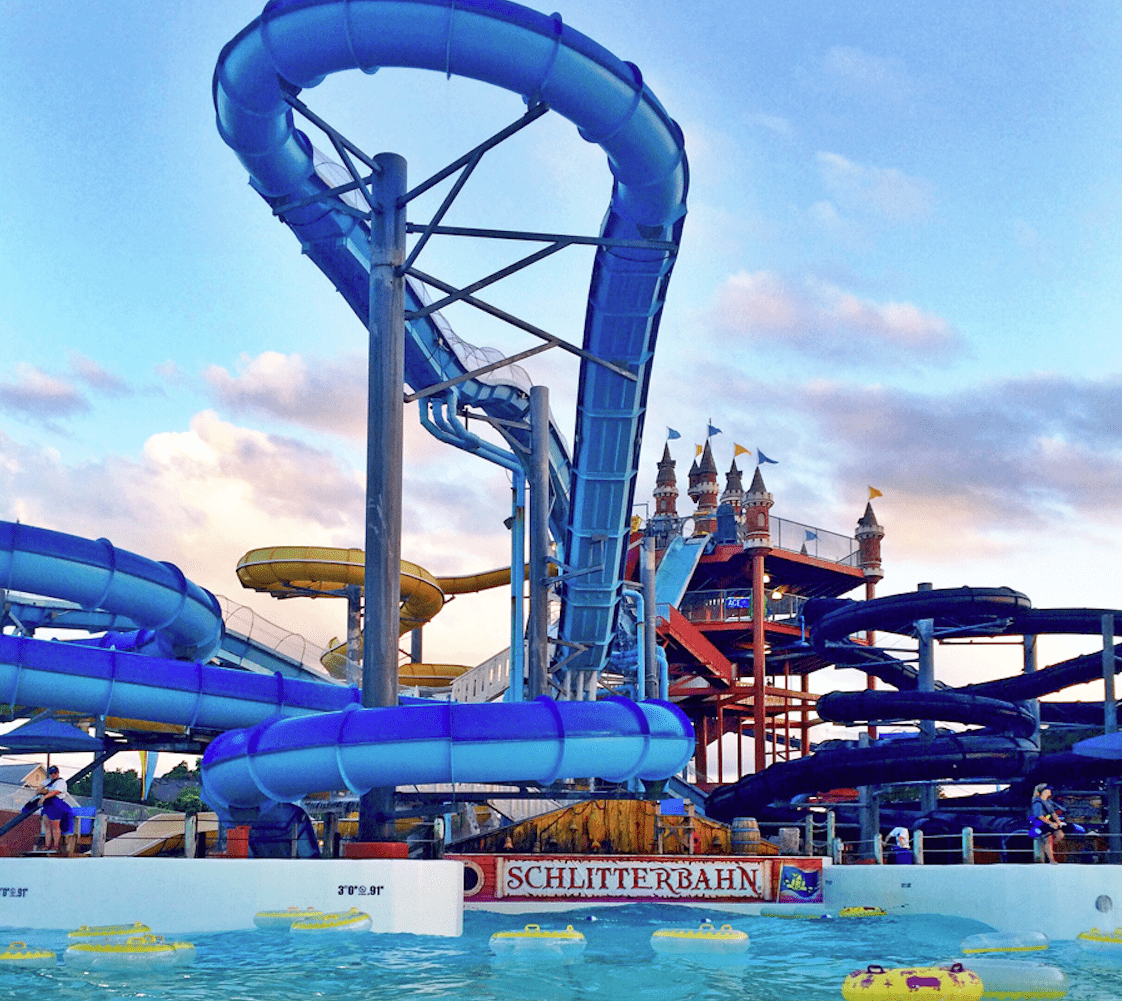 blue waterslide with drop master blaster