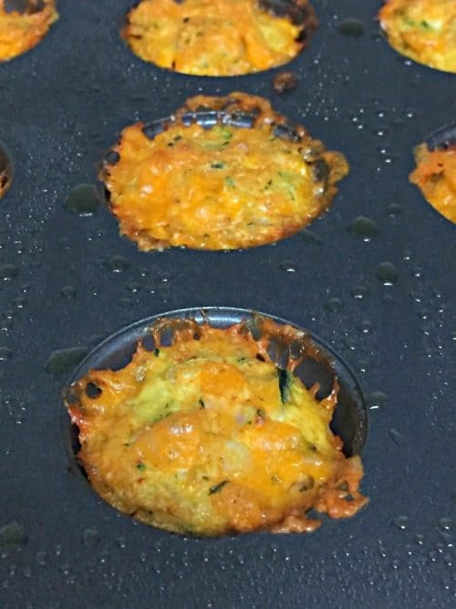 low carb zucchini tots in a muffin pan