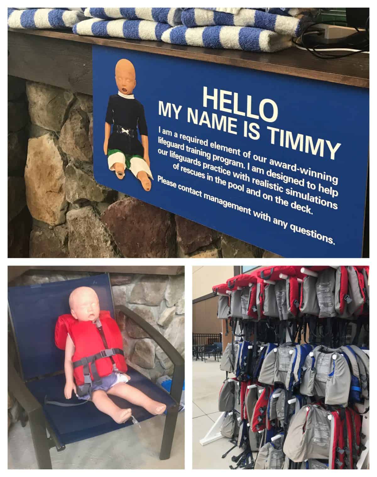 great wolf lodge atlanta life vests and timmy practice dummy