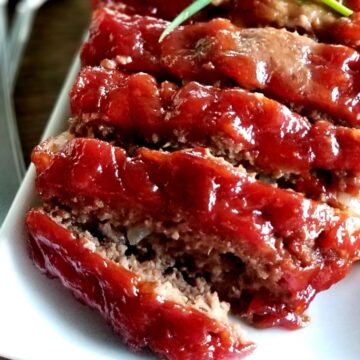 Stove top stuffing meatloaf prepared and sliced ready to serve.