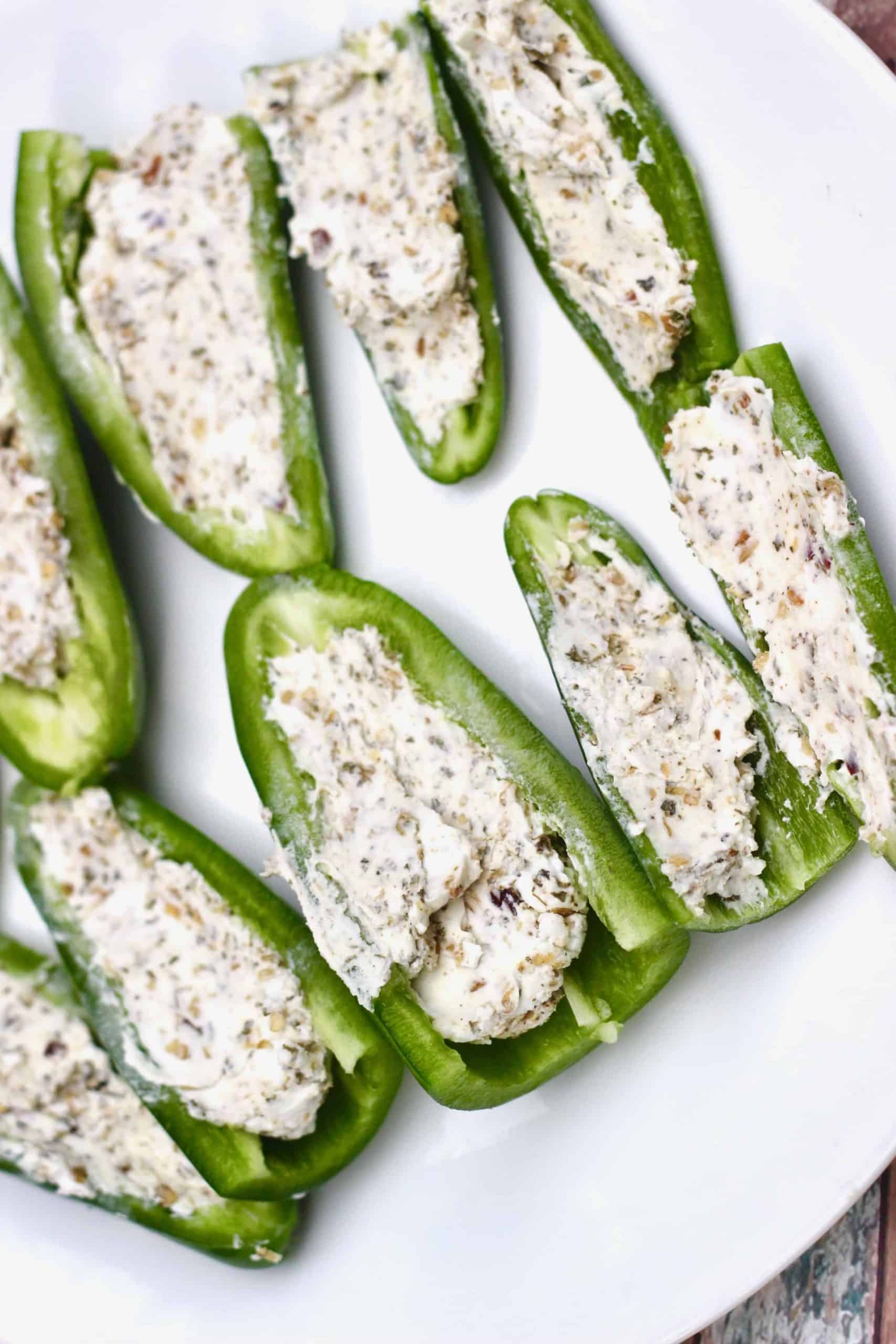jalapeno pepper halves stuffed with goat cheese blend