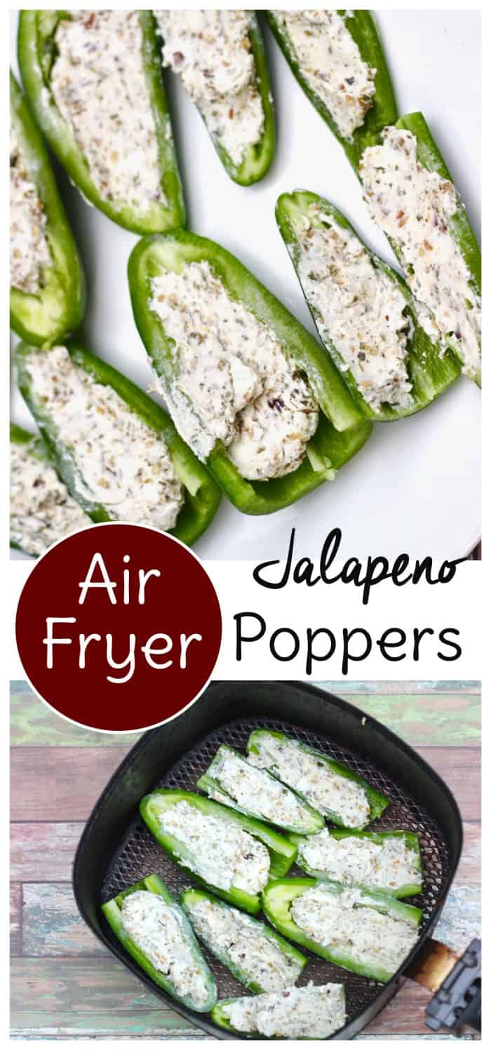 These keto jalapeno poppers cook up quickly in the air fryer or oven! Use three simple ingredients to have them on the table in minutes. #keto #airfryer #glutenfree