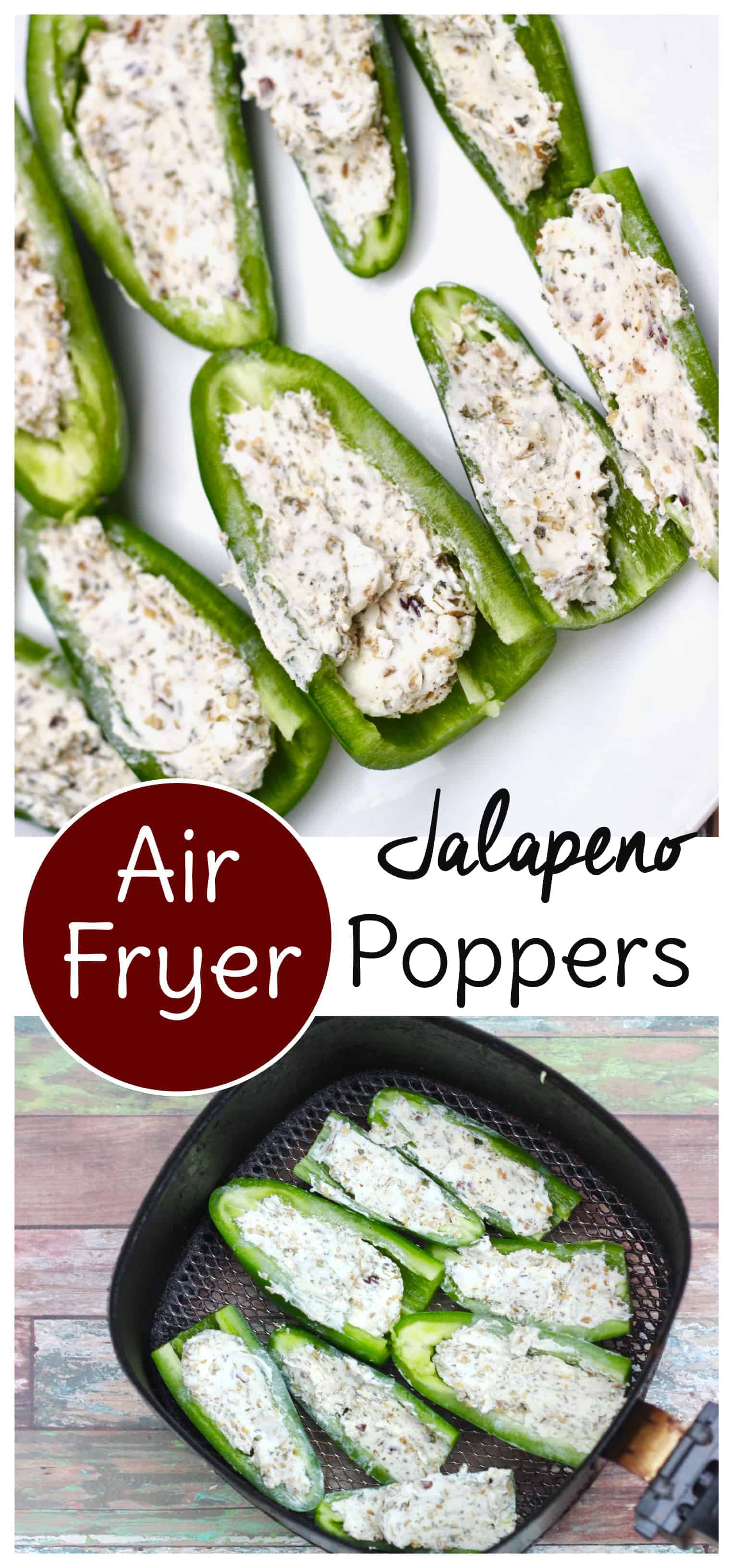 These Air Fryer jalapeno poppers are keto and gluten free! Use three simple ingredients to have them on the table in minutes. #keto #airfryer #glutenfree
