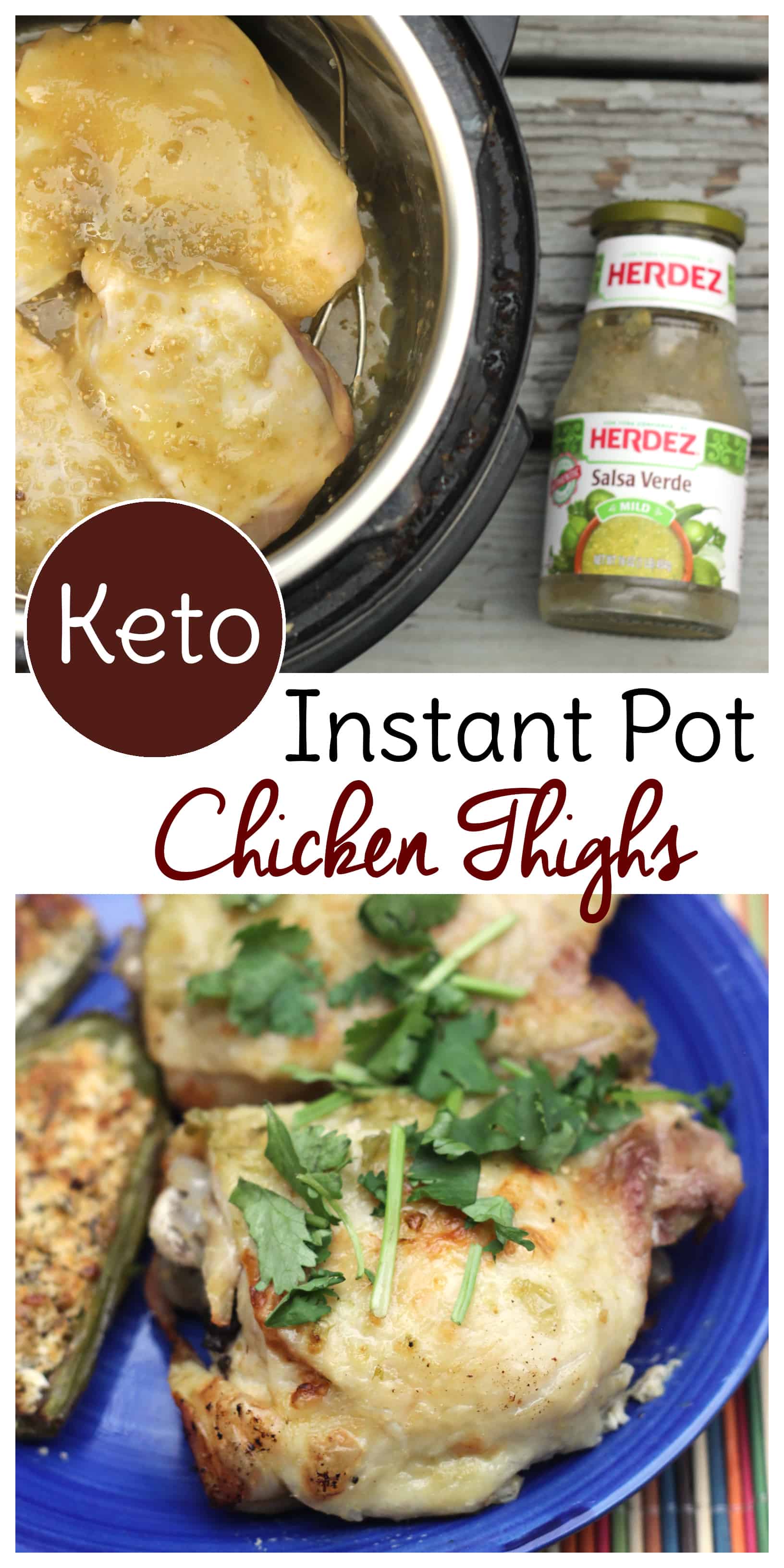 Crisp up these Keto Instant Pot Chicken Thighs in your Air Fryer once they're done. Does it get any easier than a 2-ingredient dish?