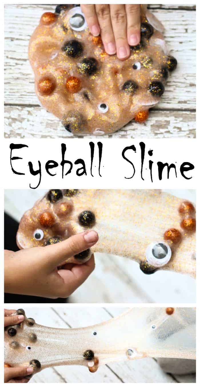 Make this Spooky Eyeball Halloween Slime with just two ingredients. No Borax, just lots of fun!