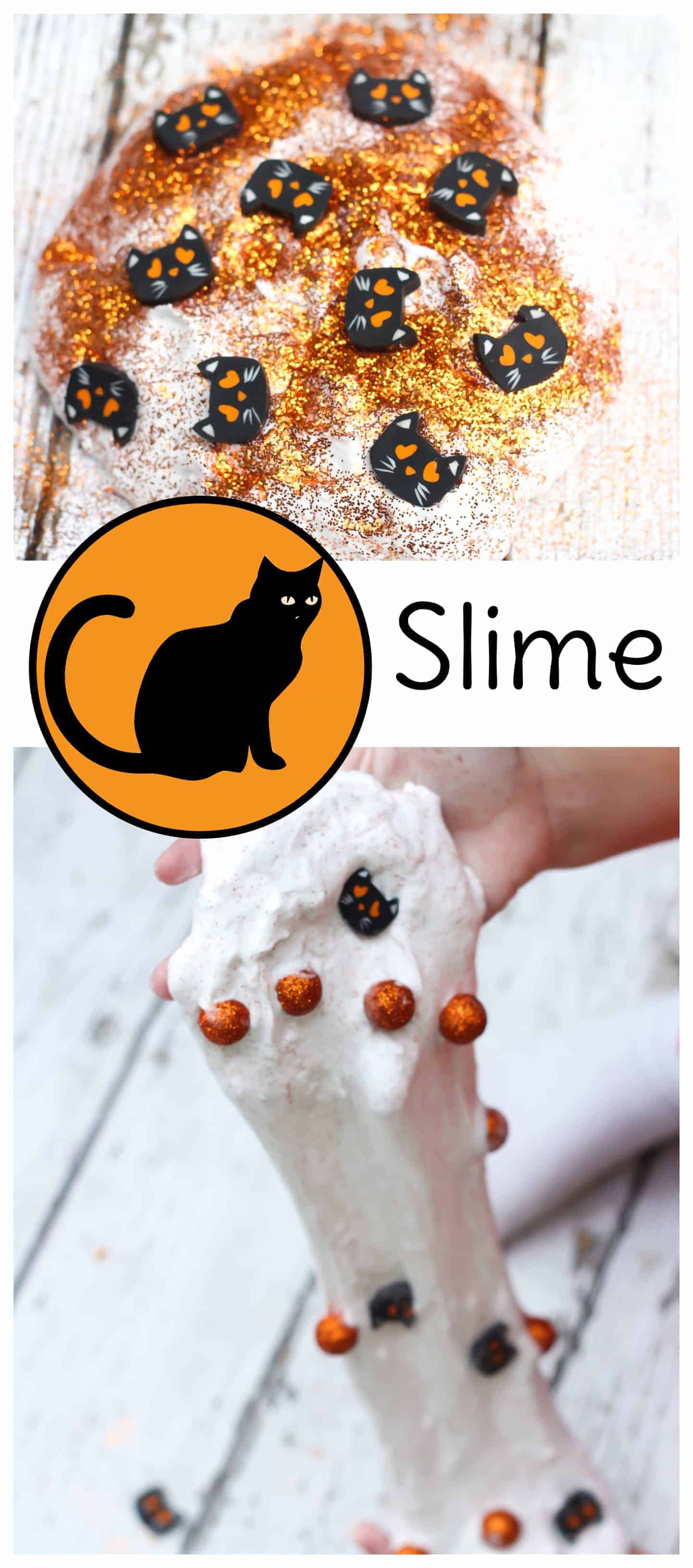 Fun, cheap, and easy kids activity for Halloween: Black Cat Slime! #slime #kidsactivities #halloweencraft #halloween