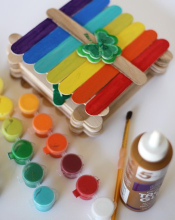 rainbow leprechaun trap made with popsicles