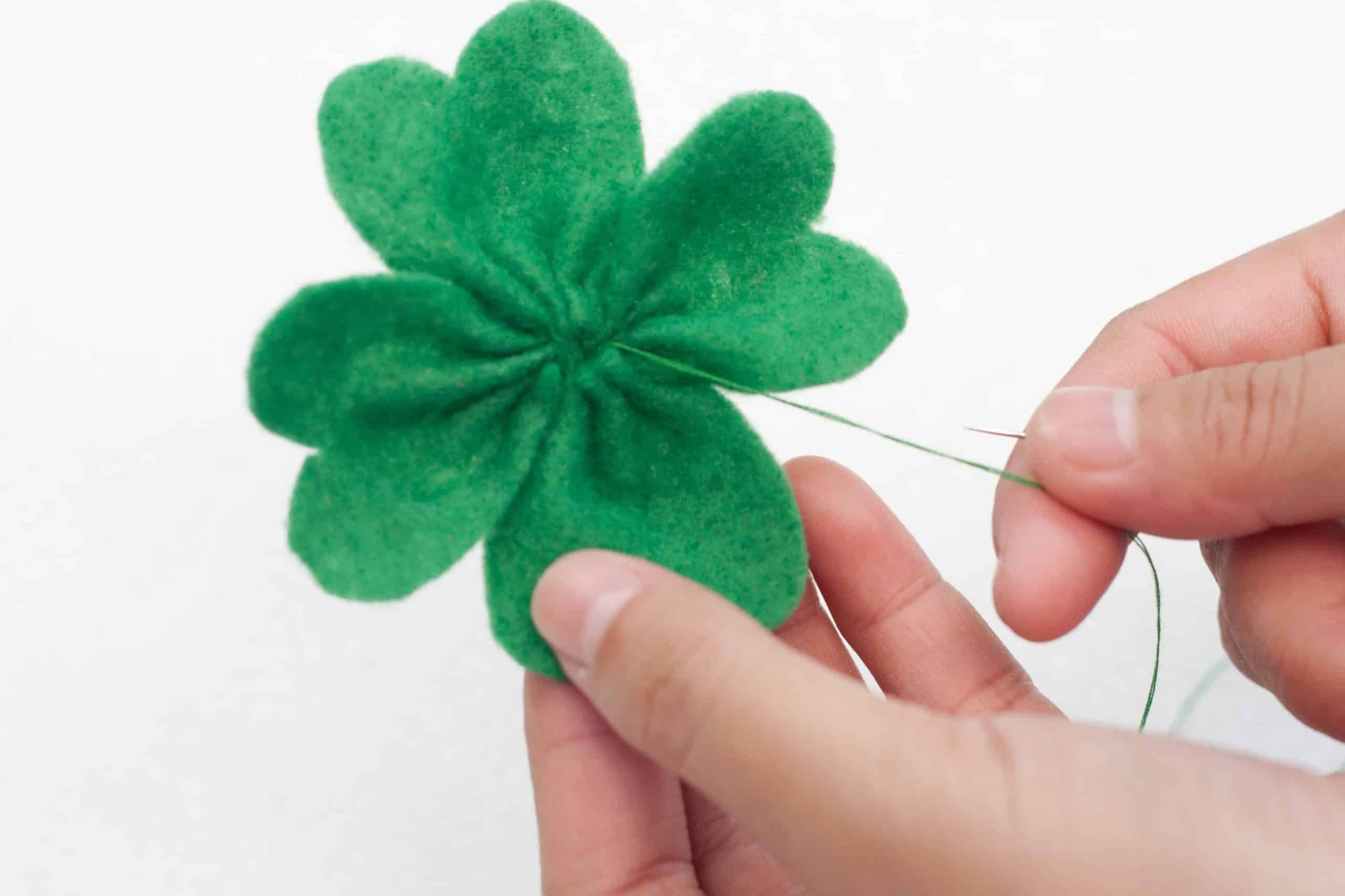 finishing the shamrock for the hair clip