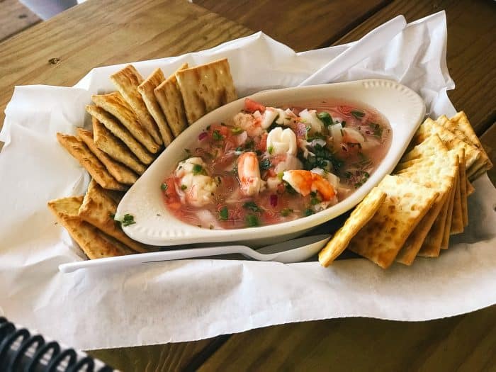 shrimp ceviche with crackers