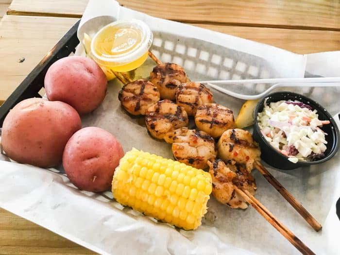 grilled scallops with corn and potatoes