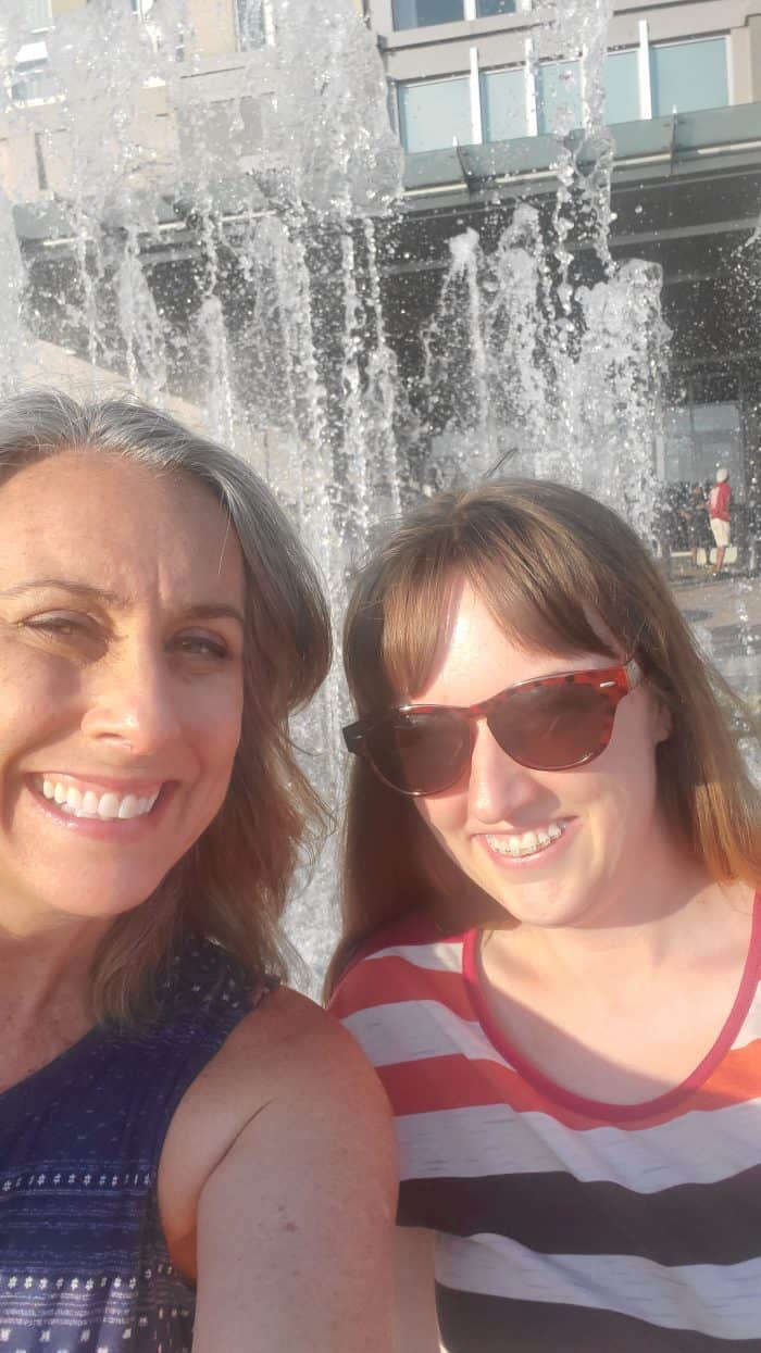 selfie in front of the hotel fountain 