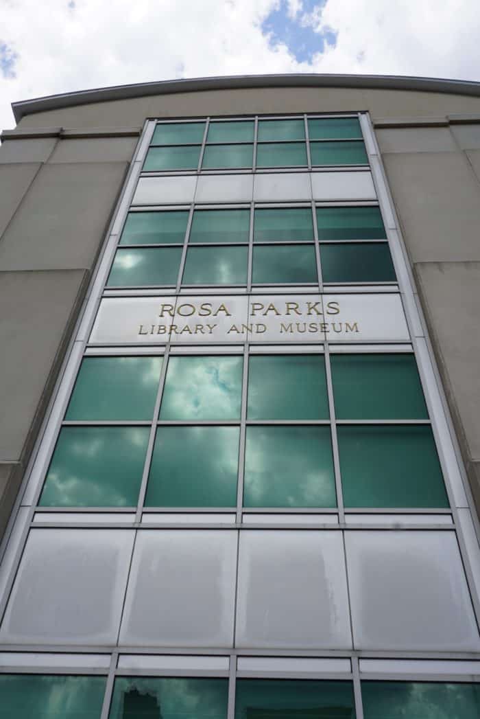 rosa parks museum glass exterior