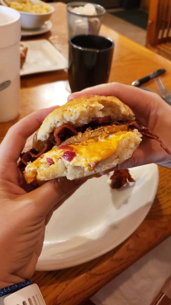 fried green tomato biscuit with pimento cheese