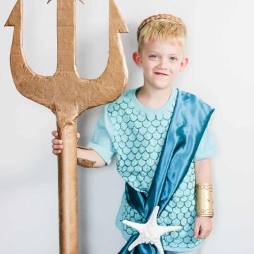 diy poseidon costume for kids with trident