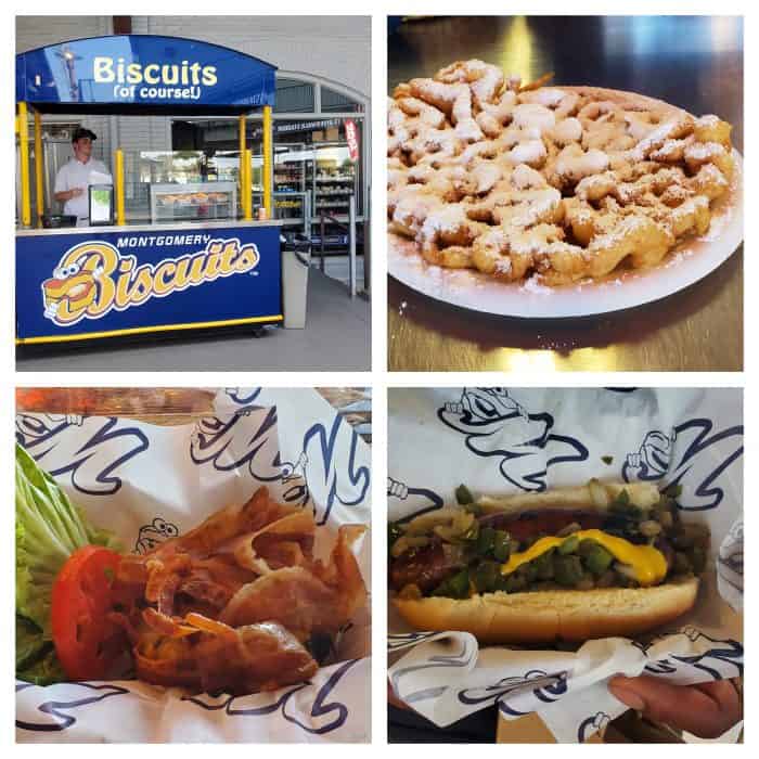 food options at a montgomery biscuits baseball game