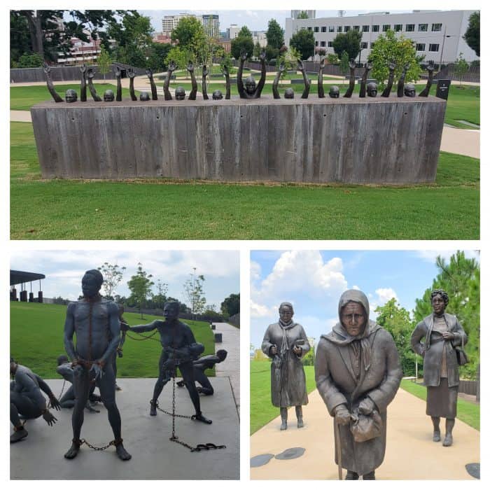 sculptures at the national memorial for peace and justice