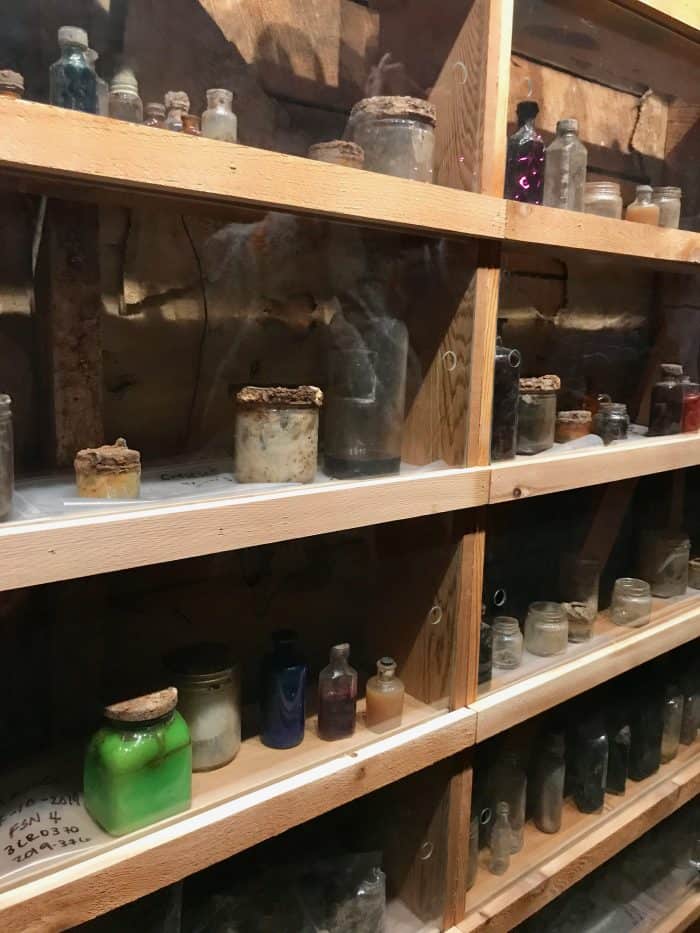 old bottles on shelves