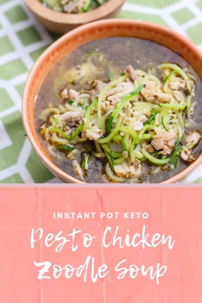 Keto instant pot chicken pesto zoodle soup