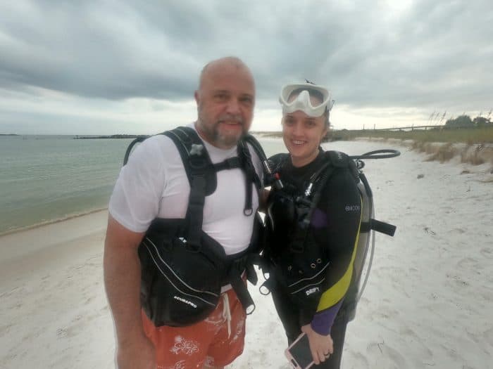 getting ready for a shore dive at st andrews park