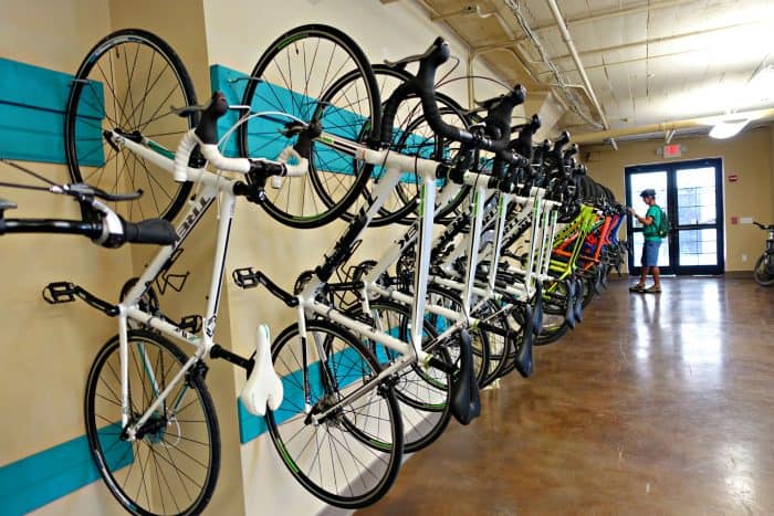 rack of bicycles