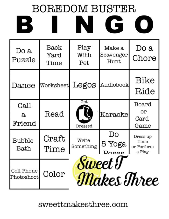 boredom buster bingo