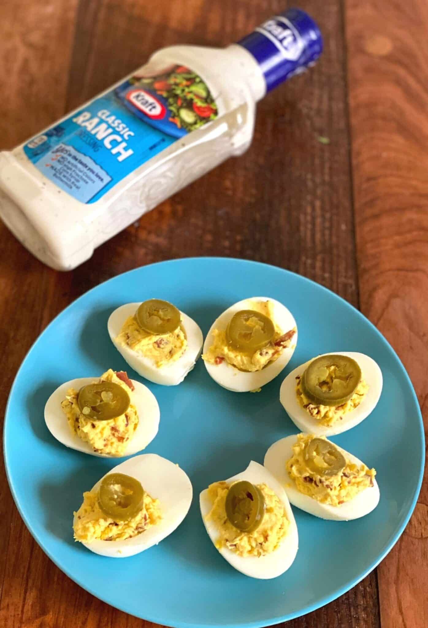 Ranch Deviled Eggs with Bacon and Jalapeno Sweet T Makes Three