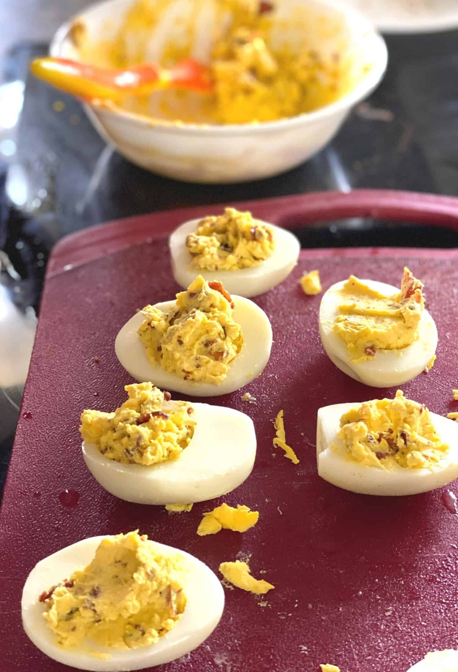Ranch Deviled Eggs with Bacon and Jalapeno Sweet T Makes Three