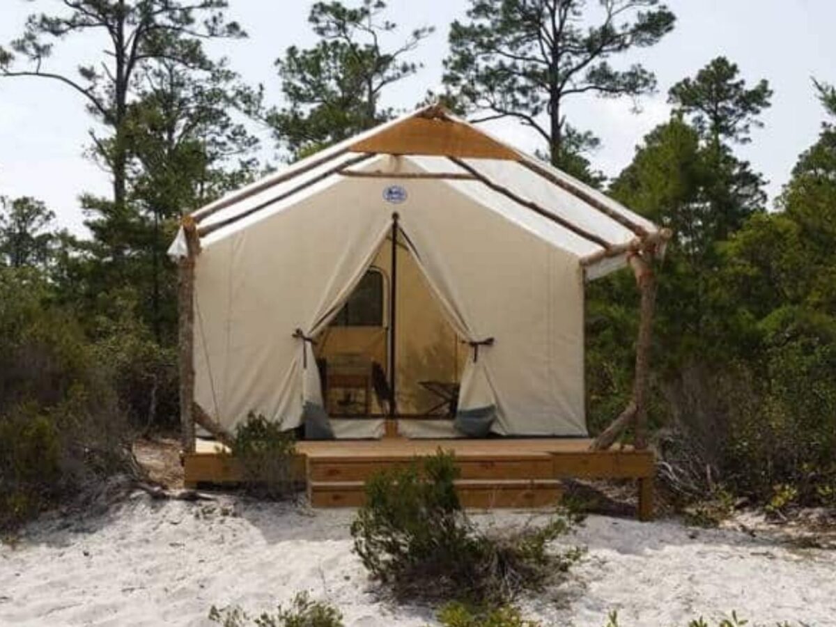 A glamping eco tent at Gulf State Park.