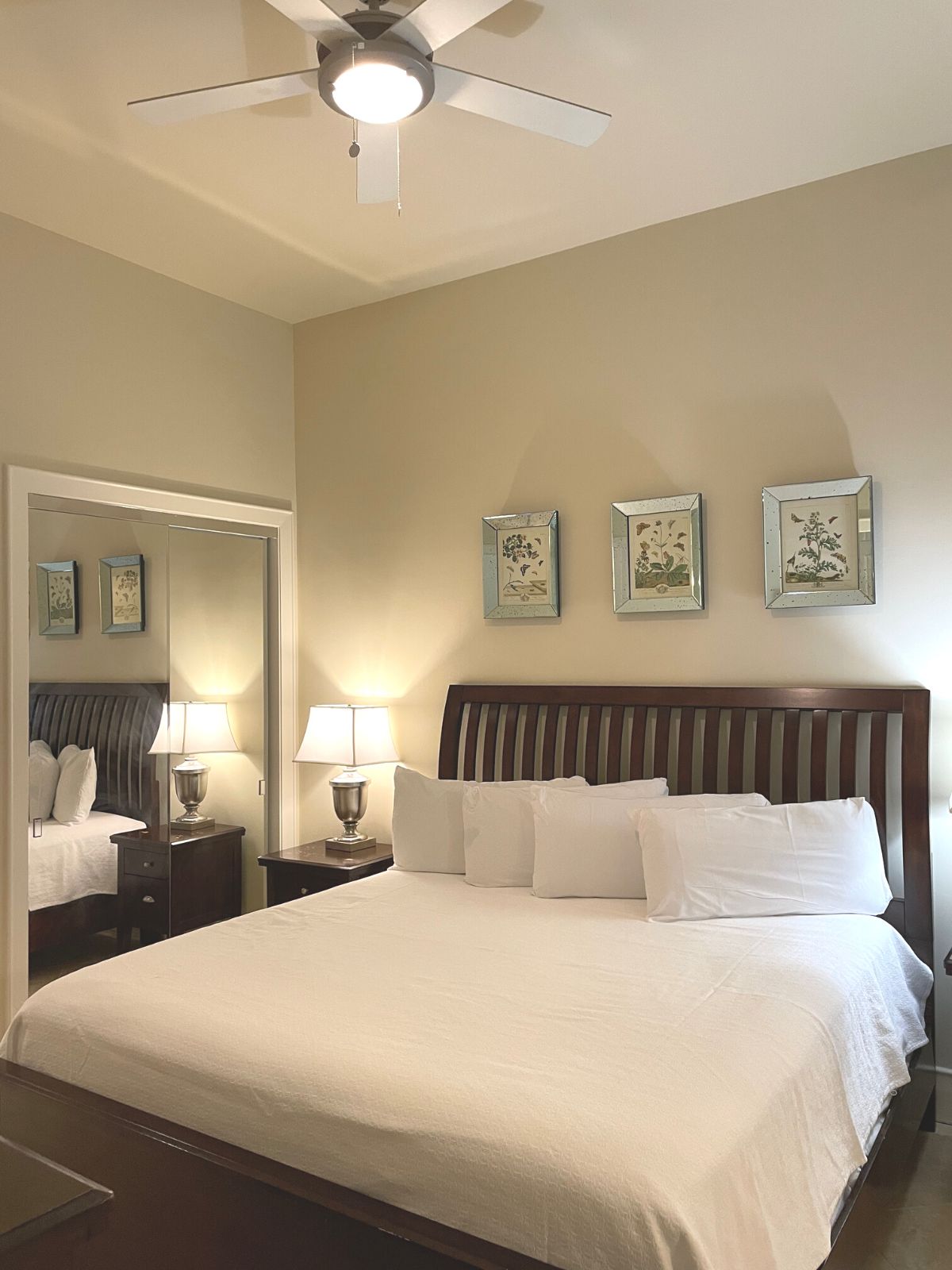 Bed in one of the bedrooms of a 3 bedroom suite at Turquoise Place Orange Beach.