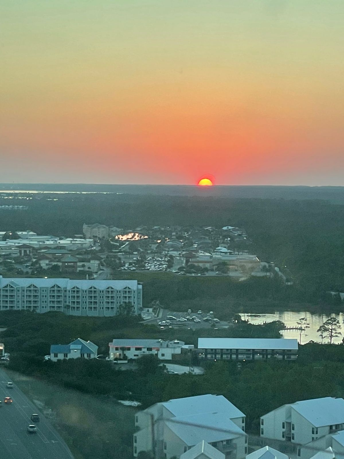 Sunset view over Orange Beach from the elevator at Turquoise Place.