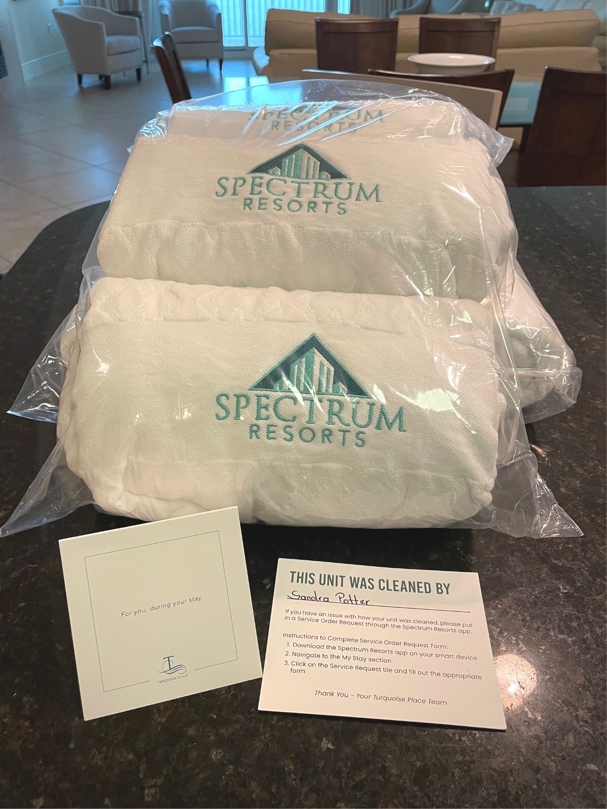 Complimentary beach towels from Spectrum Resorts.