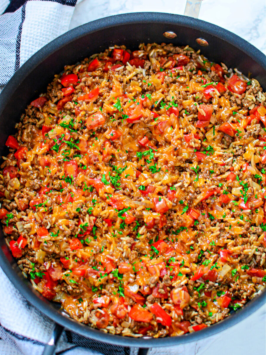 Ground Beef and Rice Skillet - Sweet T Makes Three